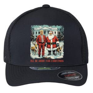 Funny Trump Xmas Santa ILl Be Home For Christmas Costume Flexfit Unipanel Trucker Cap