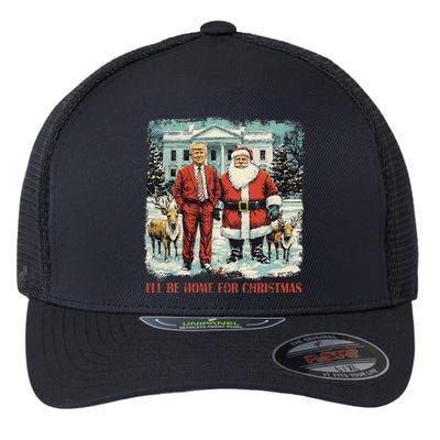 Funny Trump Xmas Santa ILl Be Home For Christmas Costume Flexfit Unipanel Trucker Cap