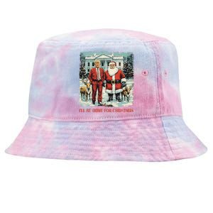 Funny Trump Xmas Santa ILl Be Home For Christmas Costume Tie-Dyed Bucket Hat