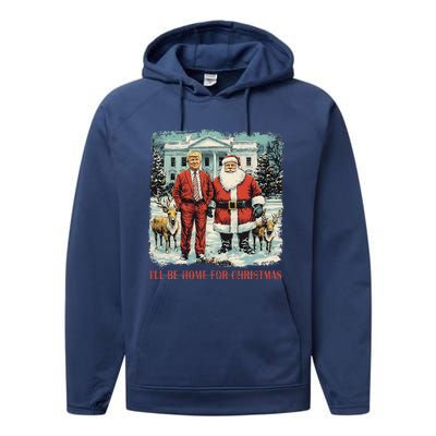 Funny Trump Xmas Santa ILl Be Home For Christmas Costume Performance Fleece Hoodie