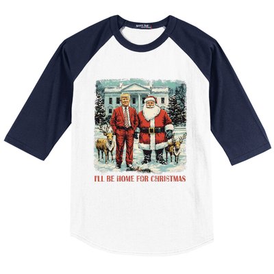 Funny Trump Xmas Santa ILl Be Home For Christmas Costume Baseball Sleeve Shirt