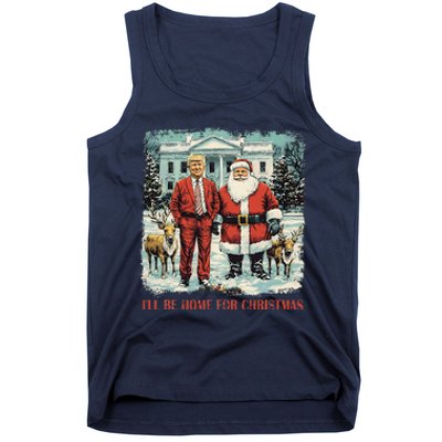 Funny Trump Xmas Santa ILl Be Home For Christmas Costume Tank Top