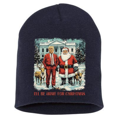 Funny Trump Xmas Santa ILl Be Home For Christmas Costume Short Acrylic Beanie