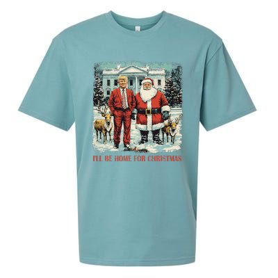 Funny Trump Xmas Santa ILl Be Home For Christmas Costume Sueded Cloud Jersey T-Shirt