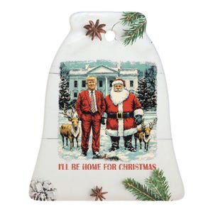 Funny Trump Xmas Santa ILl Be Home For Christmas Costume Ceramic Bell Ornament