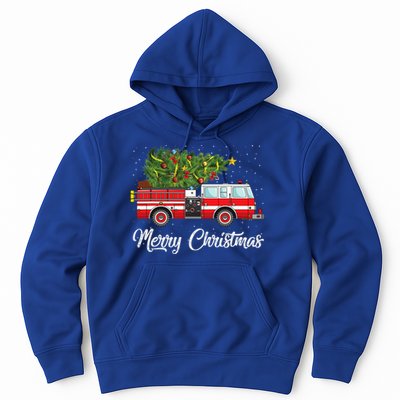 Fire Truck Xmas Tree Funny Firefighter Gift Merry Christmas Gift Hoodie