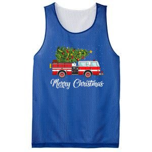 Fire Truck Xmas Tree Funny Firefighter Gift Merry Christmas Gift Mesh Reversible Basketball Jersey Tank