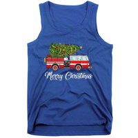 Fire Truck Xmas Tree Funny Firefighter Gift Merry Christmas Gift Tank Top