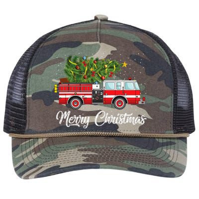 Fire Truck Xmas Tree Funny Firefighter Gift Merry Christmas Gift Retro Rope Trucker Hat Cap