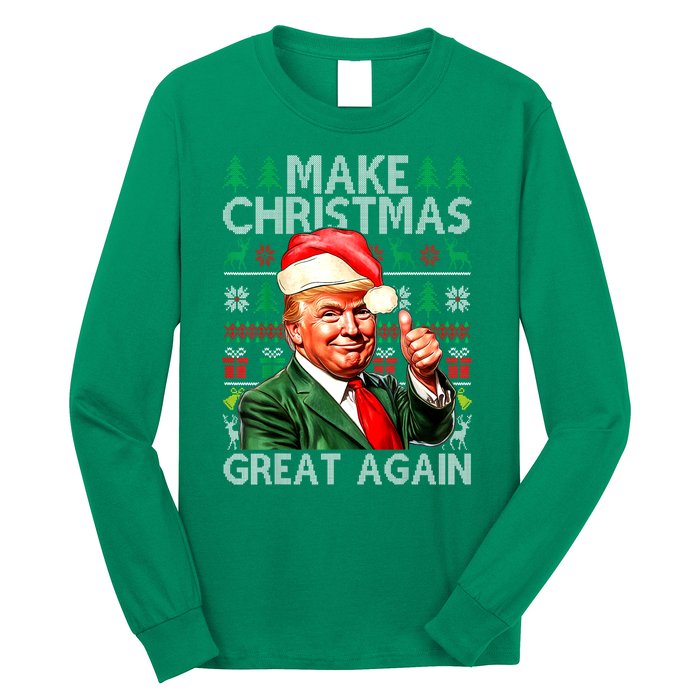 Funny Trump Xmas Snow Pajama Make Ugly Christmas Great Again Gift Long Sleeve Shirt