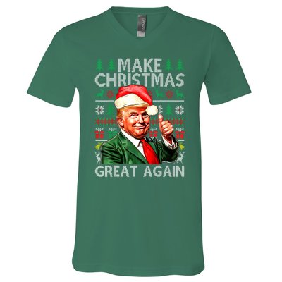 Funny Trump Xmas Snow Pajama Make Ugly Christmas Great Again Gift V-Neck T-Shirt