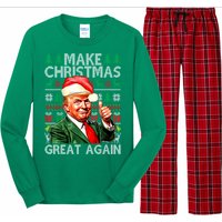 Funny Trump Xmas Snow Pajama Make Ugly Christmas Great Again Gift Long Sleeve Pajama Set