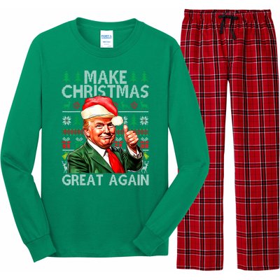 Funny Trump Xmas Snow Pajama Make Ugly Christmas Great Again Gift Long Sleeve Pajama Set