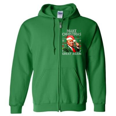 Funny Trump Xmas Snow Pajama Make Ugly Christmas Great Again Gift Full Zip Hoodie