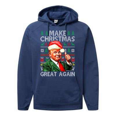 Funny Trump Xmas Snow Pajama Make Ugly Christmas Great Again Gift Performance Fleece Hoodie