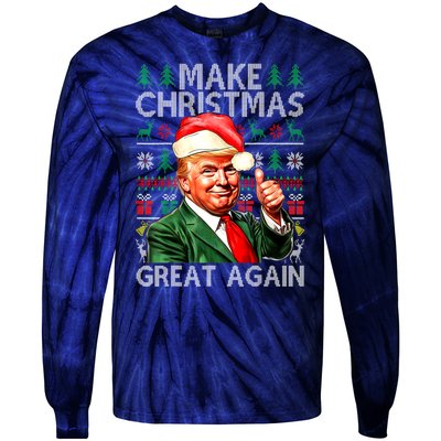 Funny Trump Xmas Snow Pajama Make Ugly Christmas Great Again Gift Tie-Dye Long Sleeve Shirt