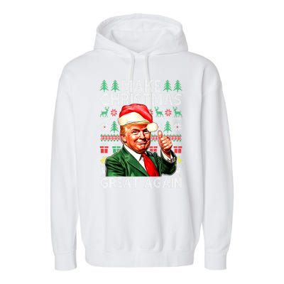 Funny Trump Xmas Snow Pajama Make Ugly Christmas Great Again Gift Garment-Dyed Fleece Hoodie