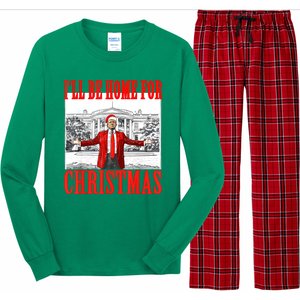 Funny Trump Xmas Ill Be Home For Christmas Santa Pajamas Gift Long Sleeve Pajama Set