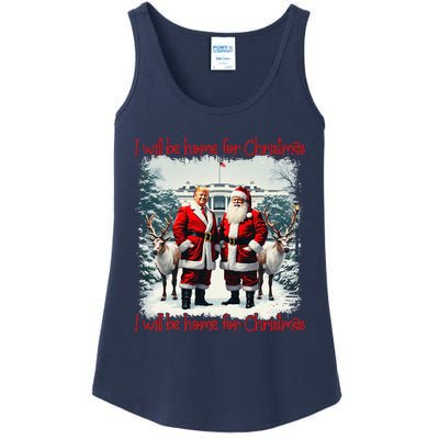 Funny Trump Xmas Pajamas ILl Be Home For Christmas Santa Ladies Essential Tank