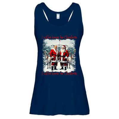 Funny Trump Xmas Pajamas ILl Be Home For Christmas Santa Ladies Essential Flowy Tank