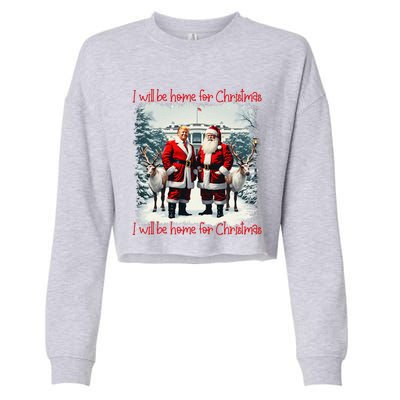 Funny Trump Xmas Pajamas ILl Be Home For Christmas Santa Cropped Pullover Crew