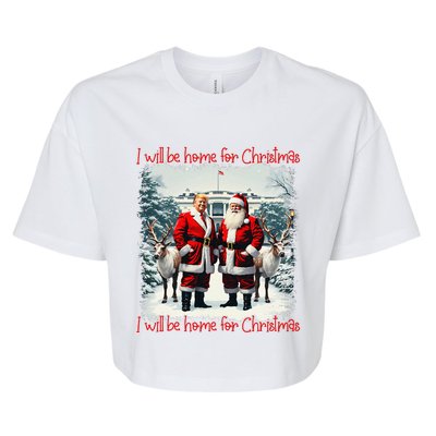 Funny Trump Xmas Pajamas ILl Be Home For Christmas Santa Bella+Canvas Jersey Crop Tee