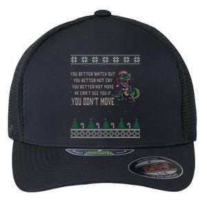 Funny Trex Xmas Santa Dinosaur Christmas Gift Flexfit Unipanel Trucker Cap