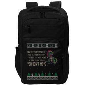 Funny Trex Xmas Santa Dinosaur Christmas Gift Impact Tech Backpack