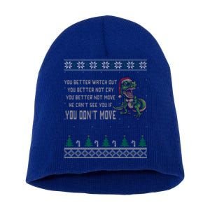 Funny Trex Xmas Santa Dinosaur Christmas Gift Short Acrylic Beanie