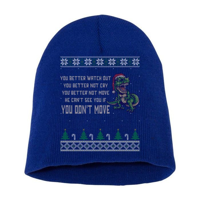 Funny Trex Xmas Santa Dinosaur Christmas Gift Short Acrylic Beanie