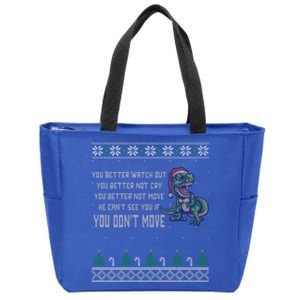 Funny Trex Xmas Santa Dinosaur Christmas Gift Zip Tote Bag