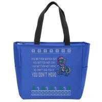 Funny Trex Xmas Santa Dinosaur Christmas Gift Zip Tote Bag