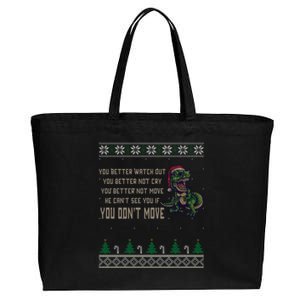 Funny Trex Xmas Santa Dinosaur Christmas Gift Cotton Canvas Jumbo Tote