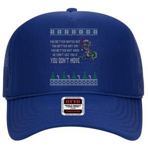 Funny Trex Xmas Santa Dinosaur Christmas Gift High Crown Mesh Back Trucker Hat