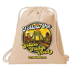 Follow The Yellow Bridge Road Pittsburgh Fan Drawstring Bag