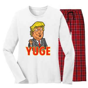 Funny Trump Yuge Comedy Novelty Political Satire Women's Long Sleeve Flannel Pajama Set 