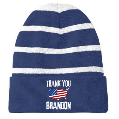 FJB Thank You Brandon Funny Meme Striped Beanie with Solid Band