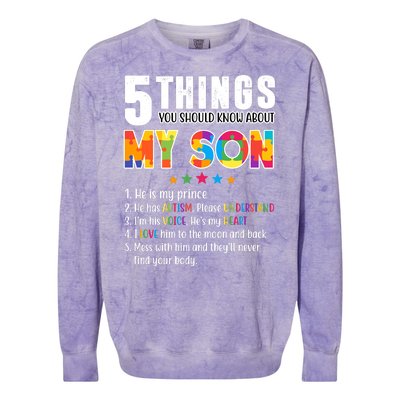 Five Things You Should Know About My Son Autism Colorblast Crewneck Sweatshirt