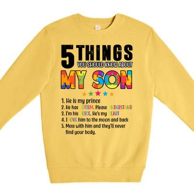 Five Things You Should Know About My Son Autism Premium Crewneck Sweatshirt