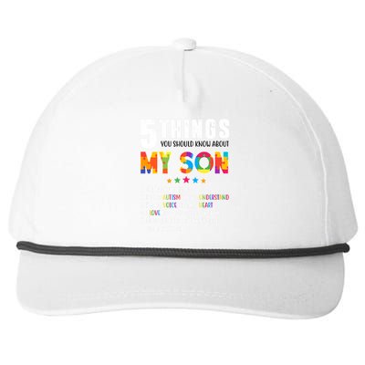 Five Things You Should Know About My Son Autism Snapback Five-Panel Rope Hat