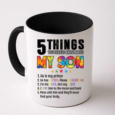 Five Things You Should Know About My Son Autism Mug