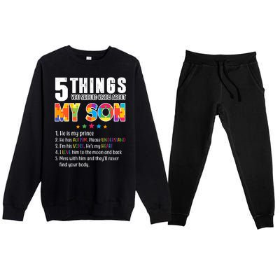 Five Things You Should Know About My Son Autism Premium Crewneck Sweatsuit Set