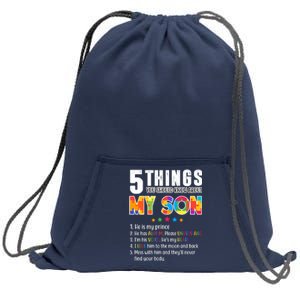 Five Things You Should Know About My Son Autism Sweatshirt Cinch Pack Bag