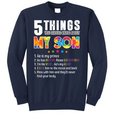 Five Things You Should Know About My Son Autism Tall Sweatshirt