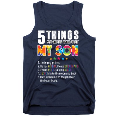 Five Things You Should Know About My Son Autism Tank Top