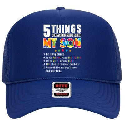 Five Things You Should Know About My Son Autism High Crown Mesh Back Trucker Hat