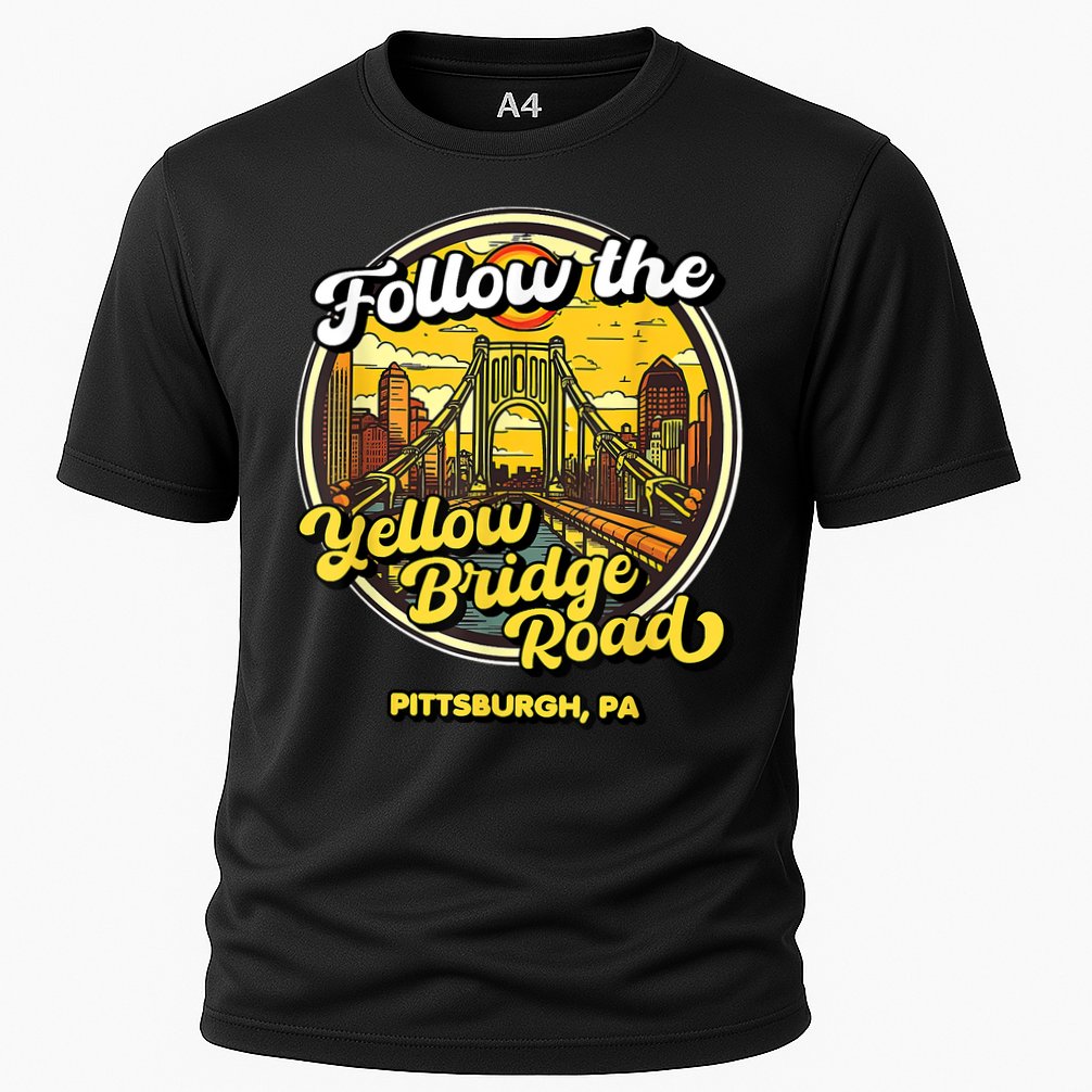 Follow The Yellow Bridge Road Pittsburgh Fan Cooling Performance Crew T-Shirt