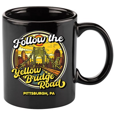 Follow The Yellow Bridge Road Pittsburgh Fan 11oz C Handle Ceramic Mug