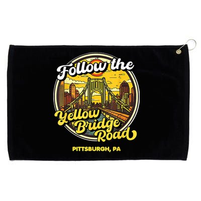 Follow The Yellow Bridge Road Pittsburgh Fan Grommeted Golf Towel