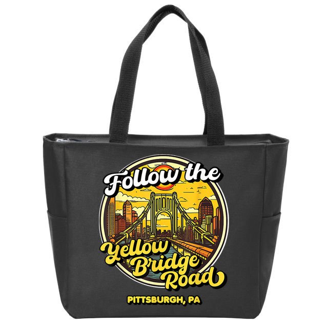 Follow The Yellow Bridge Road Pittsburgh Fan Zip Tote Bag